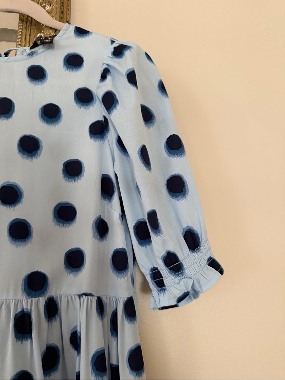 New Look Light Blue Midi Dress with Navy Polka Dots - Picture 4 of 5